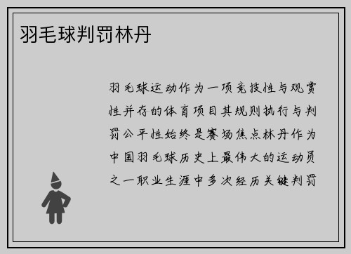 羽毛球判罚林丹